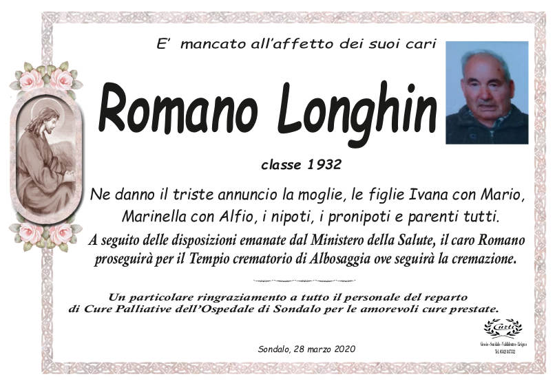 necrologio Longhin Romano