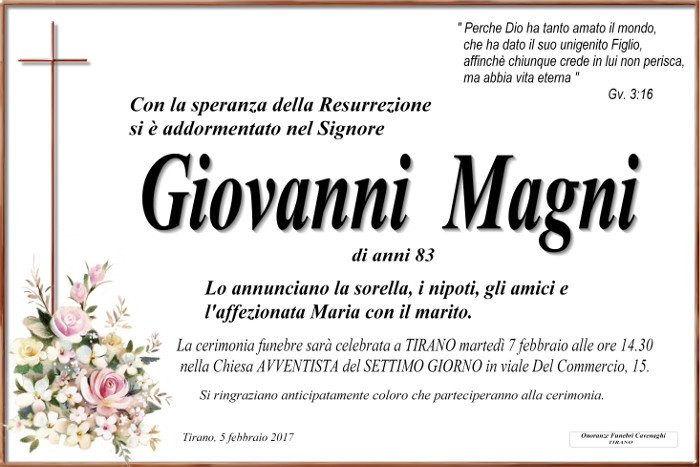 necrologio Magni Giovanni