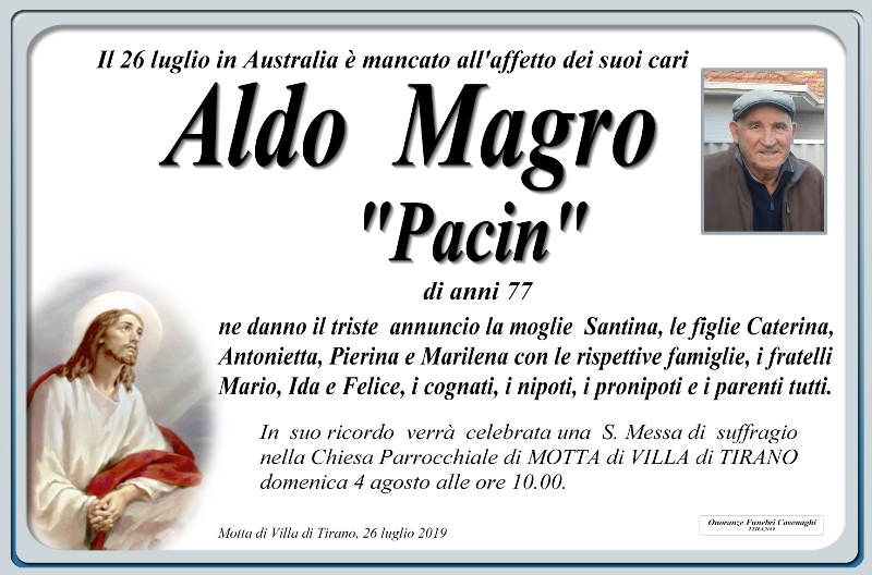 necrologio Magro Aldo