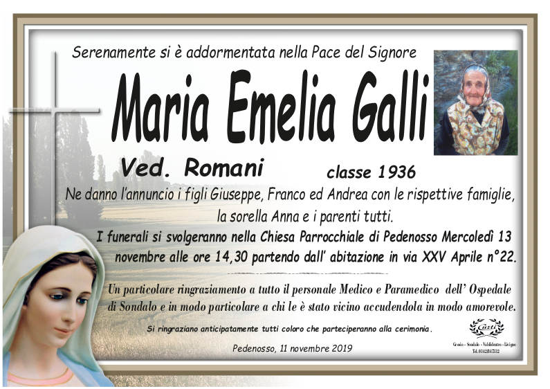 necrologio Galli Maria Emelia