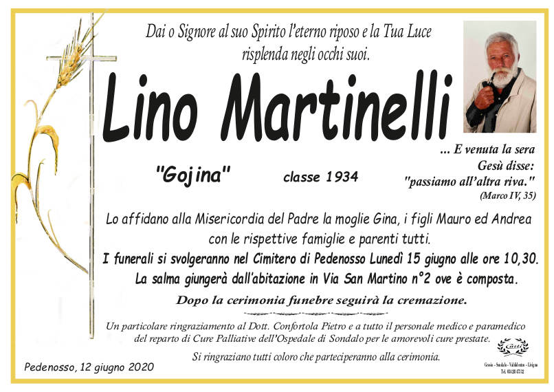 necrologio Martinelli Lino