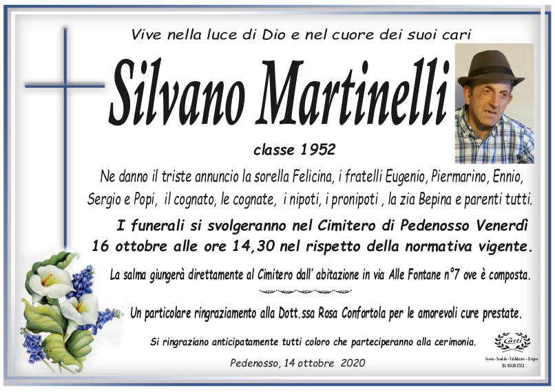 necrologio Martinelli Silvano