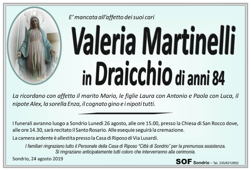 necrologio Martinelli Valeria