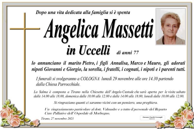 necrologio Massetti Angelica