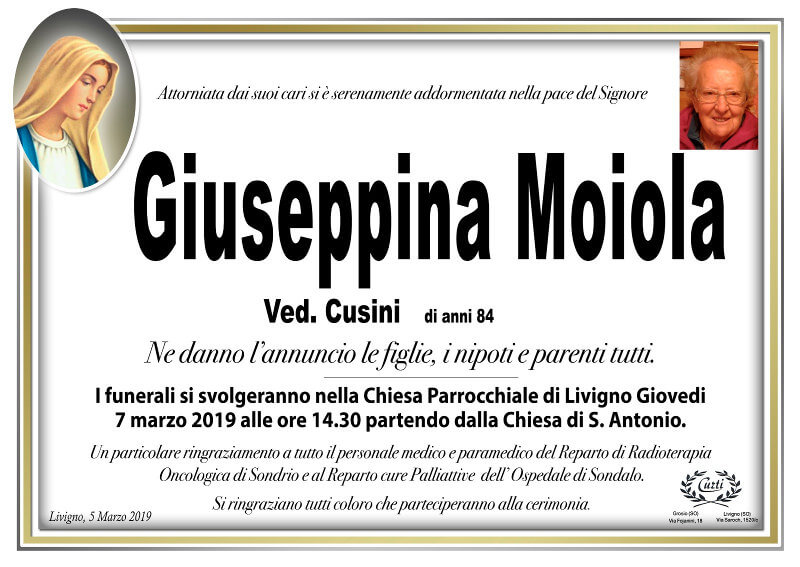 necrologio Moiola Giuseppina