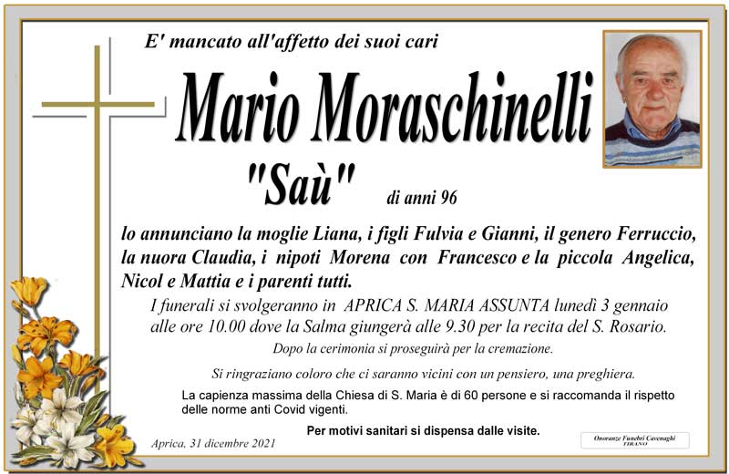 necrologio Moraschinelli Mario