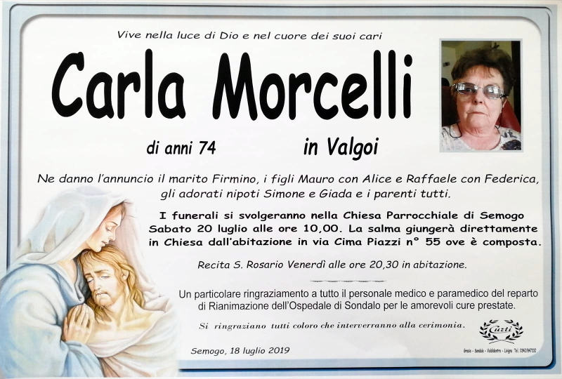 necrologio Morcelli Carla