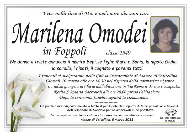/necrologio Omodei Marilena