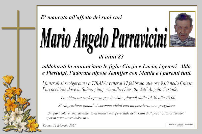 necrologio Parravicini Mario Angelo