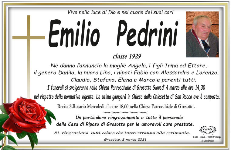 necrologio Pedrini Emilio