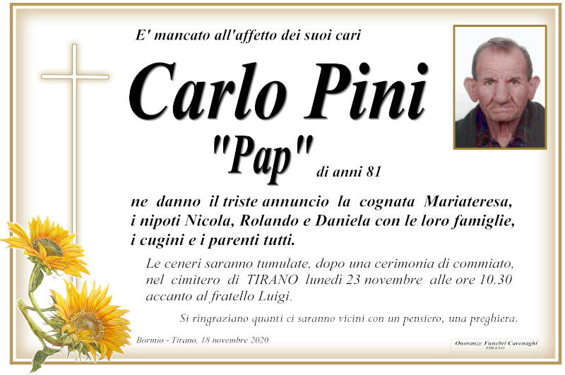 necrologio Pini Carlo