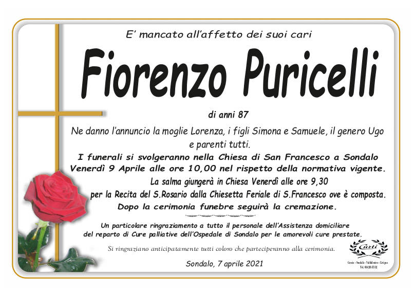 necrologio Puricelli Fiorenzo