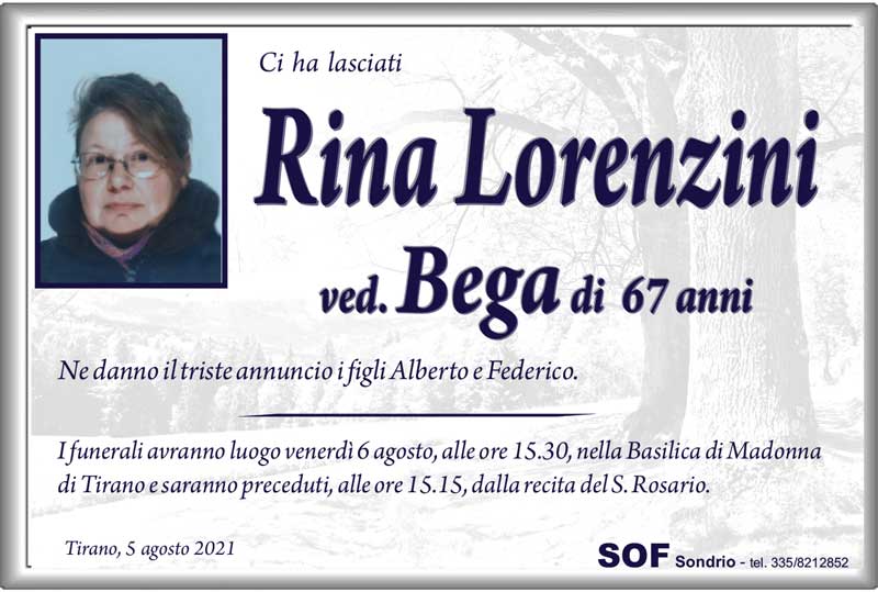 necrologio Lorenzini Rina