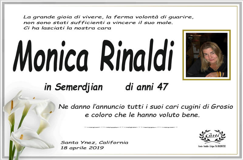 necrologio Rinaldi Monica