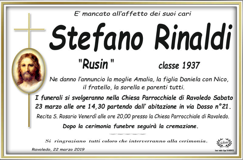 necrologio Rinaldi Stefano