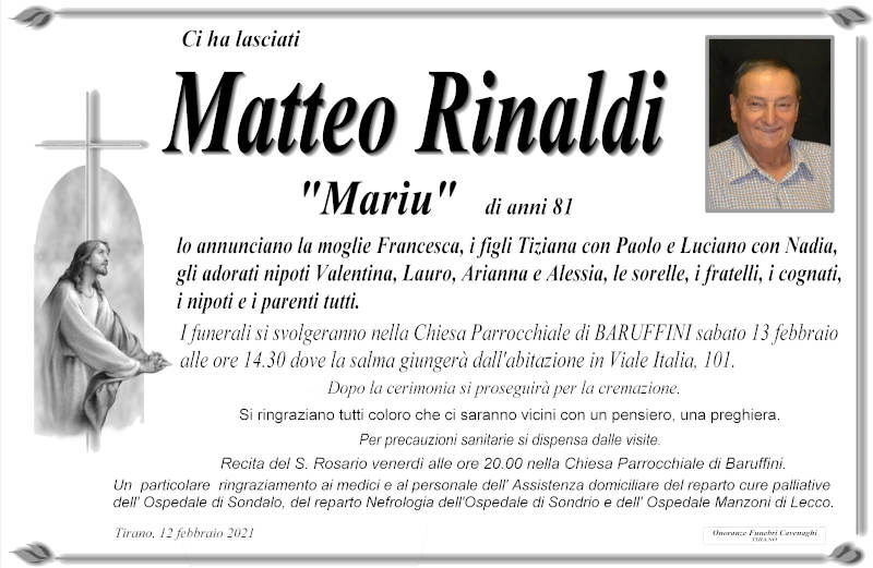 necrologio Rinaldi Matteo