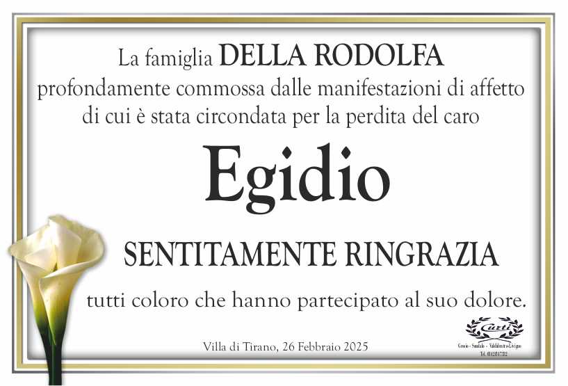 ringraziamento def. della rodolfa egidio