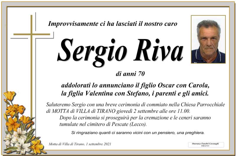 necrologio Riva Sergio