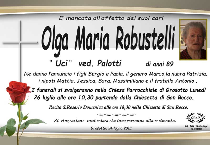 necrologio Robustelli Olga Maria