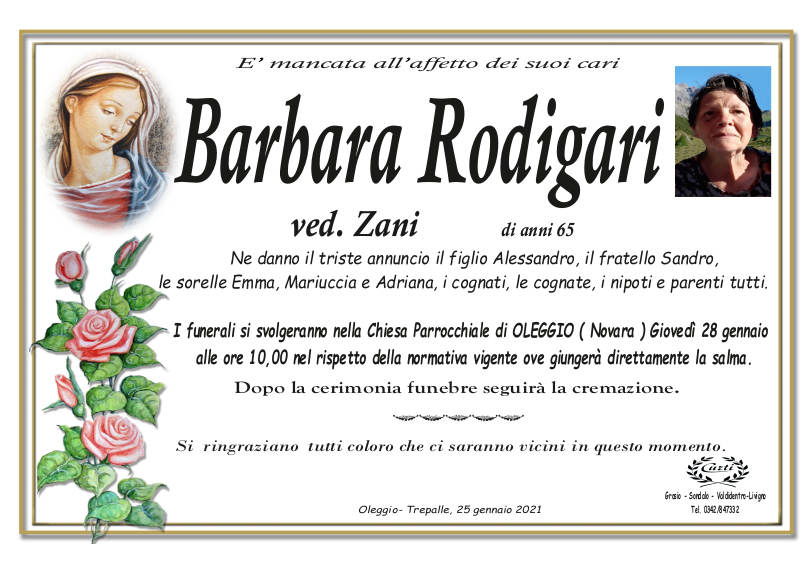 necrologio Rodigari Barbara