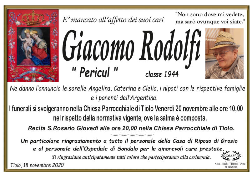 necrologio Rodolfi Giacomo