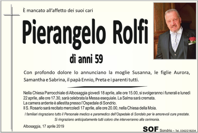 necrologio Rolfi Pierangelo