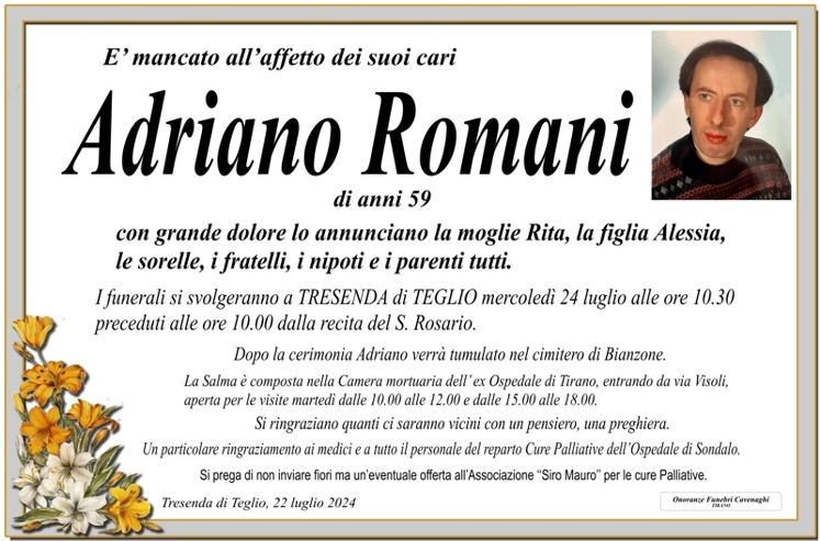Necrologio Romani Adriano