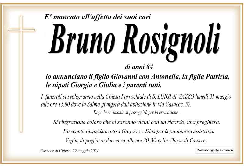 necrologio Rosignoli Bruno