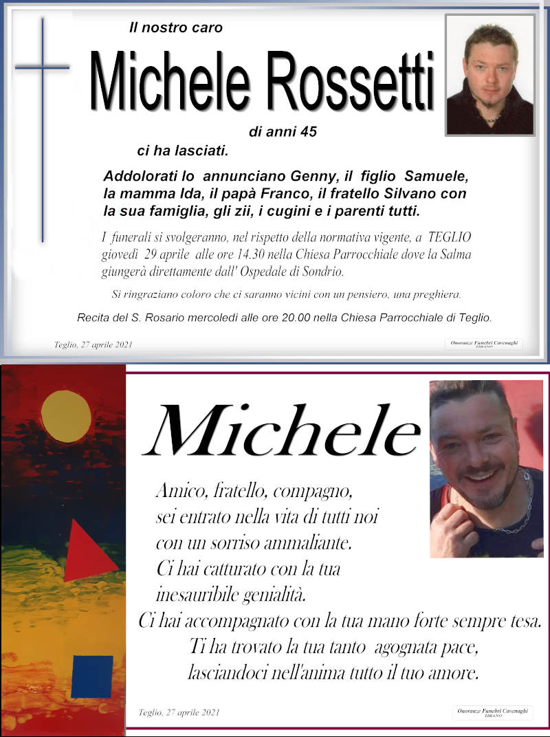 necrologio Rossetti Michele