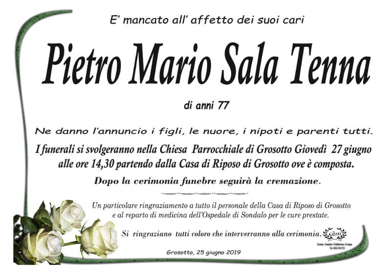 necrologio Sala Tenna Pietro Mario