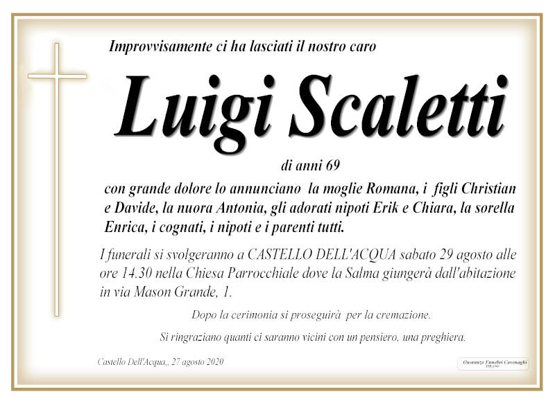 necrologio Scaletti Luigi
