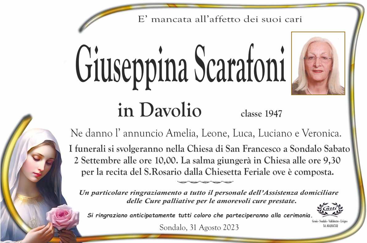 necrologio scarafoni giuseppina