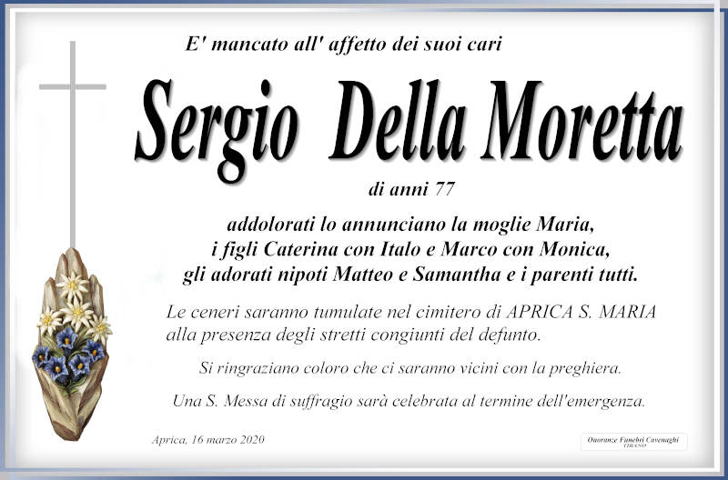 necrologio Della Moretta Sergio