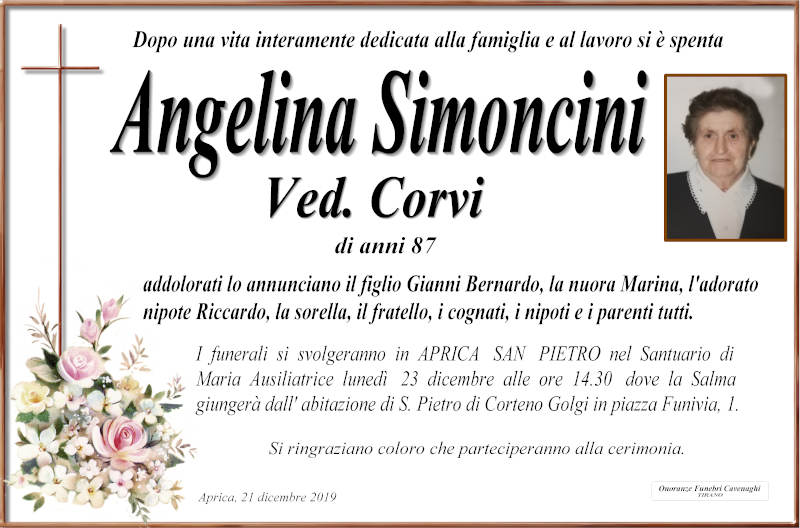 necrologio Simoncini Angelina