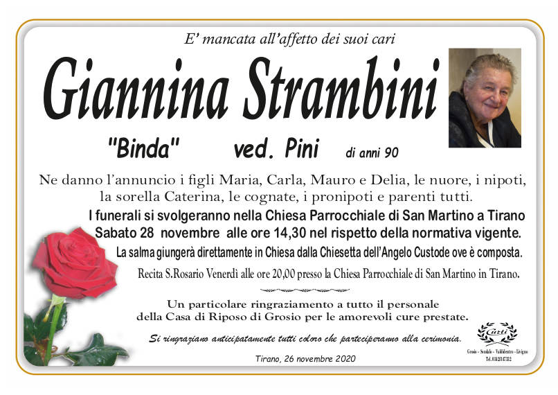 necrologio Strambini Giannina
