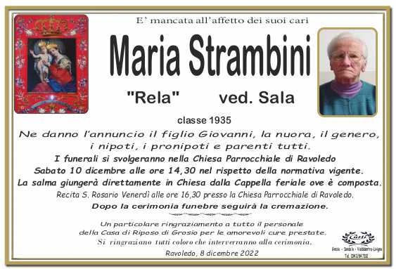 necrologio strambini maria classe 1935