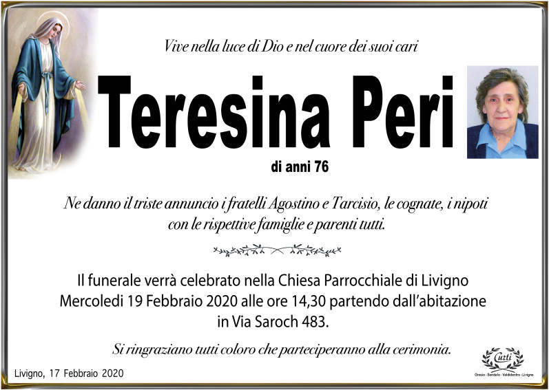 necrologio Peri Teresina