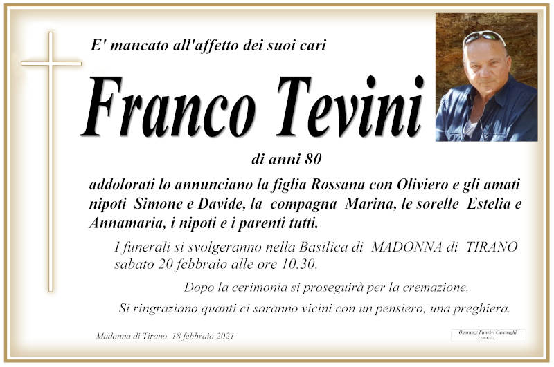 necrologio Tevini Franco