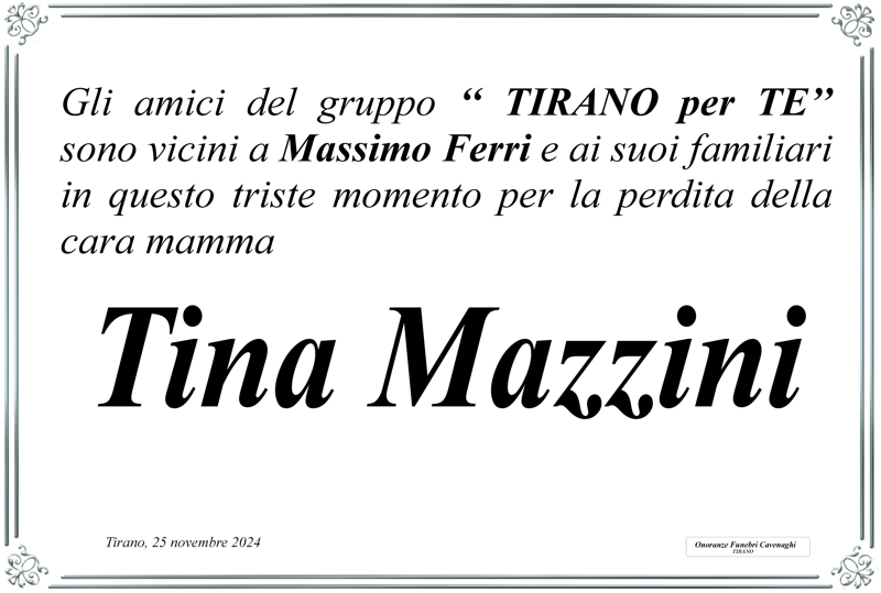 "Tirano per Te" per Mazzini Tina