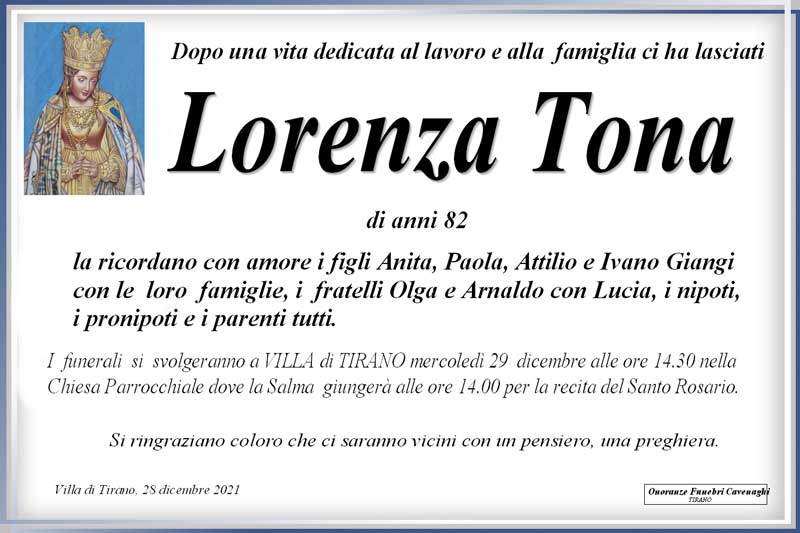 /necrologio Tona Lorenza