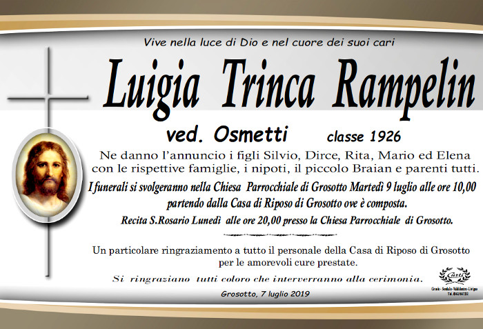 Necrologio Trinca Rampelin Luigia