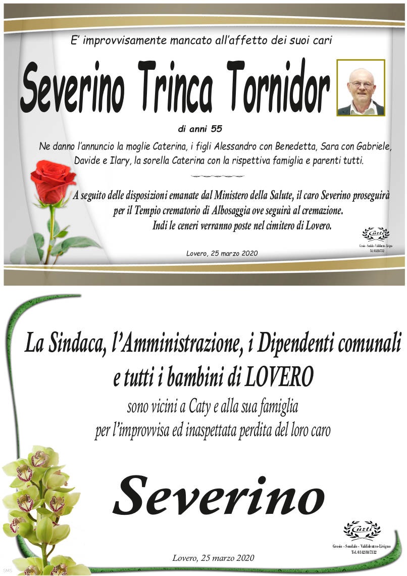 necrologio Trinca Tornidor Severino