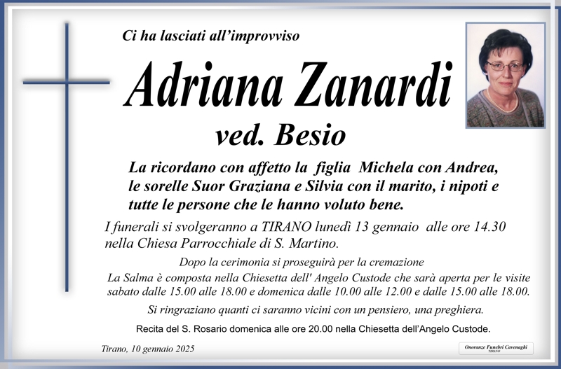 Necrologio Zanardi Adriana