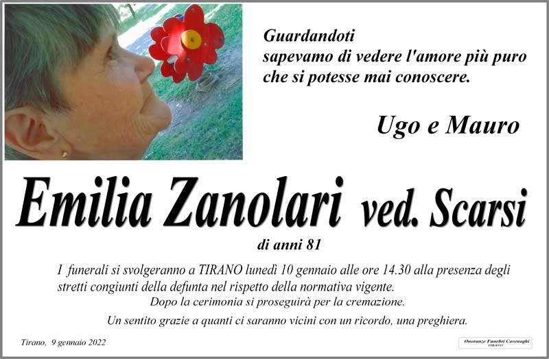 necrologio Zanolari Emilia