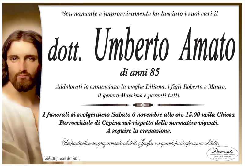 Umberto Amato necrologio | INTORNO TIRANO