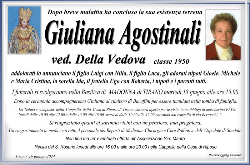 Necrologio Agostinali Giuliana