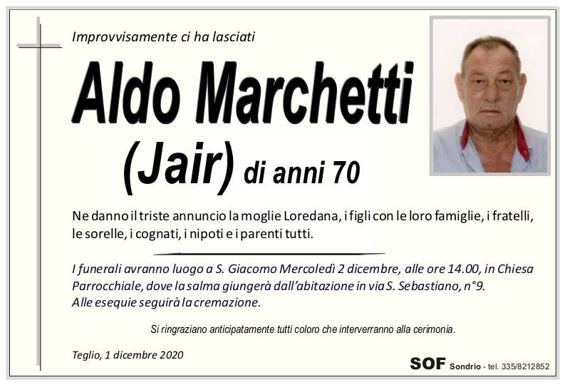 necrologio Marchetti Aldo