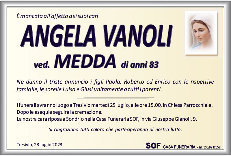 necrologio Vanoli Angela