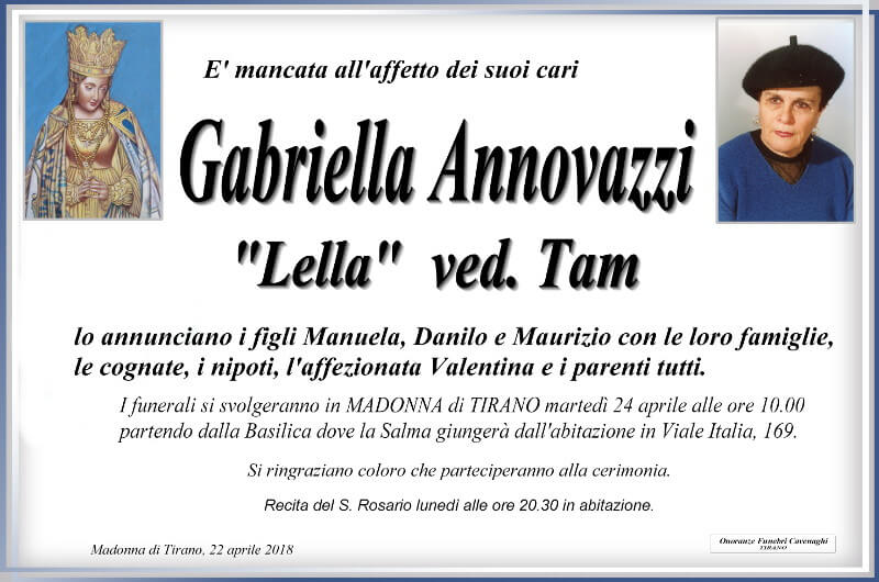 necrologio Annovazzi Gabriella