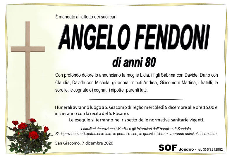 necrologio Fendoni Angelo